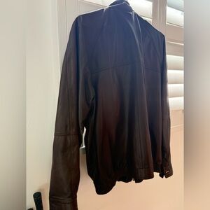 Bruno Magli Mens Bomber Soft Leather Jacket Sz 40 Zipper Biker Brown Designer